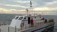 Kapal tipe Pleasure Yacht yang diduga digunakan untuk mengangkut sabu satu ton ke Anyer. (Liputan6.com/Ady Anugrahadi)