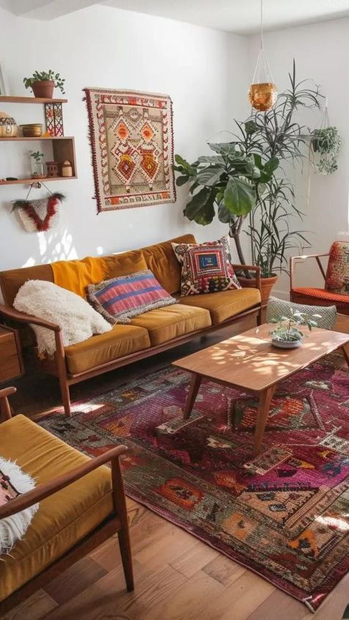 Ruang Keluarga Nyaman Gaya Bohemian