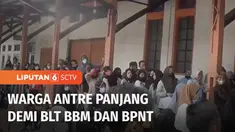 Antrean panjang terjadi saat penyaluran bantuan langsung tunai BBM dan bantuan pangan non tunai di Kantor Pos Asia Afrika, Bandung. Ratusan penerima bantuan ini bahkan rela antre hingga berjam-jam lamanya.