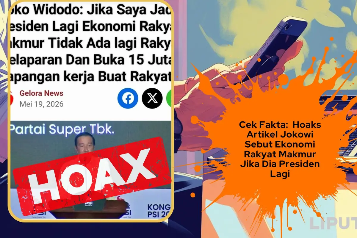Cek Fakta artikel Jokowi sebut ekonomi rakyat makmur jika dia jadi presiden lagi