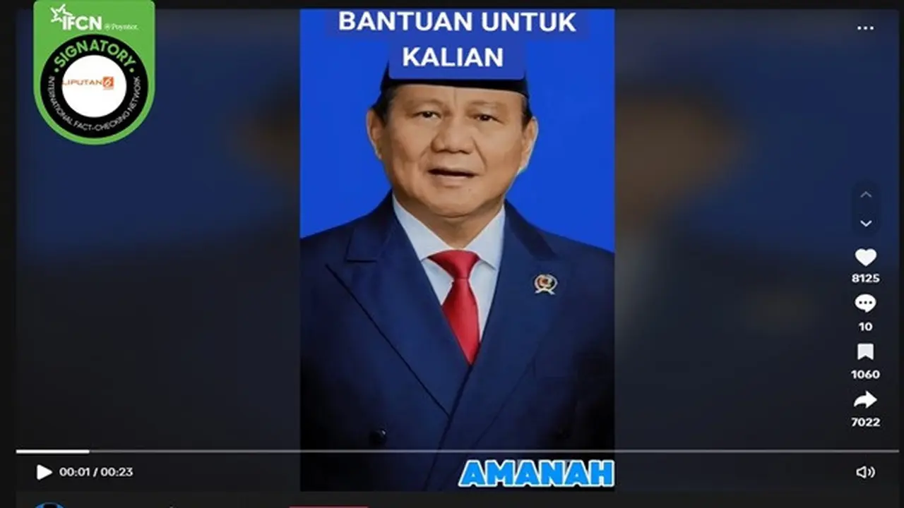Gambar tangkapan layar kabar Presiden Terpilih 2024-2029, Prabowo Subianto membagikan bantuan lewat video di Tikok. (sumber: TikTok)