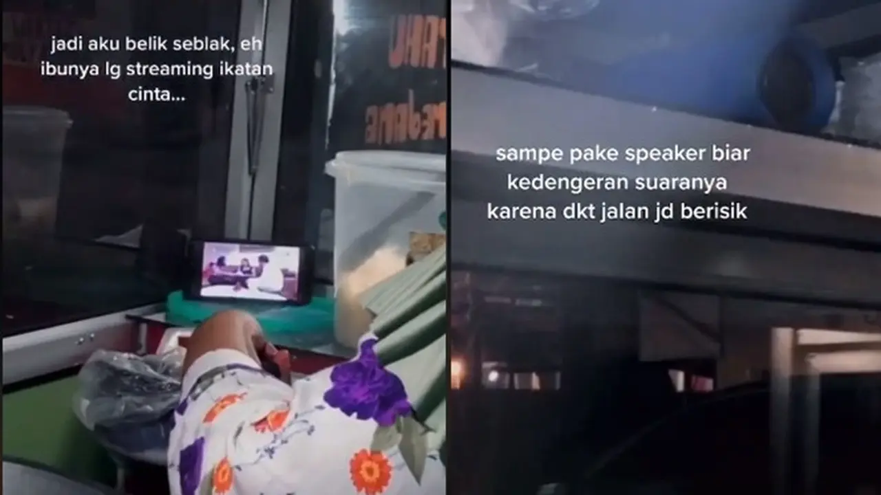 Viral Ibu Nonton Sinetron Pakai Speaker Sambil Jualan Seblak, Bikin Ngakak