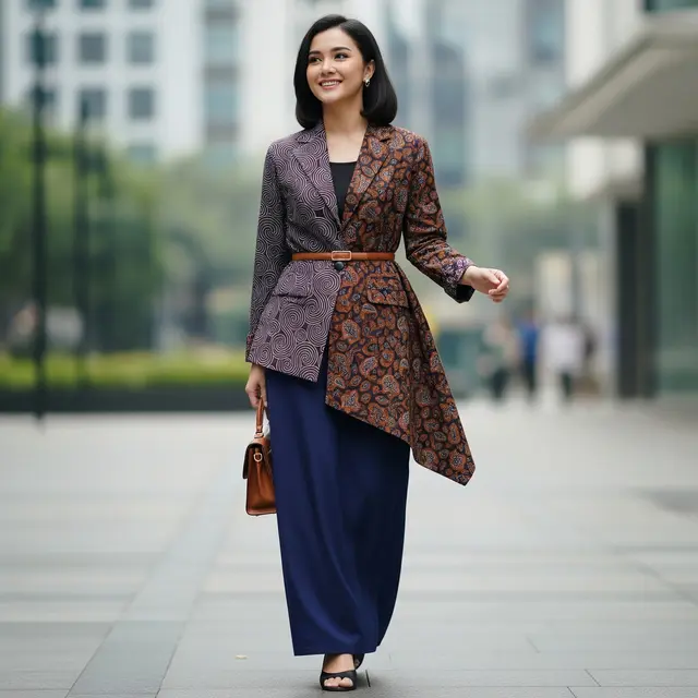 Blazer dan rok batik (Image by Gemini AI)