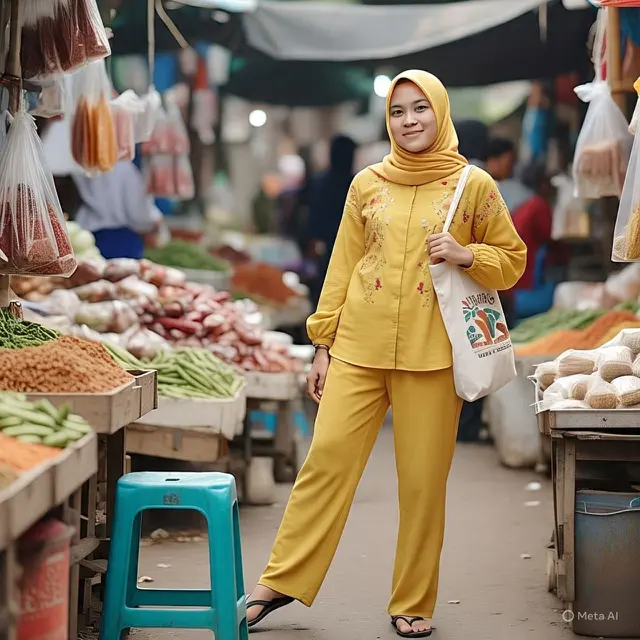 Outfit Ibu Muda Hijab ke Pasar