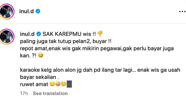 Unggahan Inul Daratista. (Foto: Instagram @inul.d)