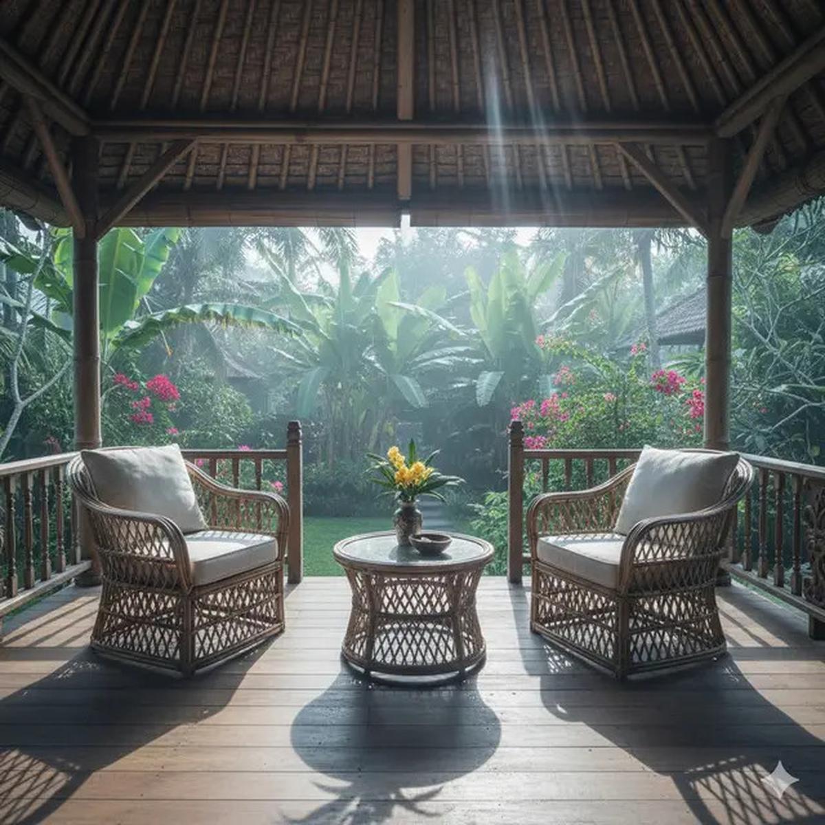 7 Desain Teras Rumah Tropis Bahan Bambu ala Vila Bali, Serasa Liburan Setiap Hari
