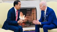 Presiden RI Joko Widodo (Jokowi) dan Presiden Amerika Serikat Joe Biden saat melangsungkan pertemuan bilateral di Gedung Putih, Selasa (14/11/2023).
