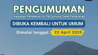 Aktivitas Vulkanik Berkurang, Jalur Pendakian Gunung Gede Pangrango Kembali Dibuka.&nbsp; foto: (dok.Instagram&nbsp;@bbtn_gn_pangrango/https://www.instagram.com/p/DIynFdYSfaS/Henry)