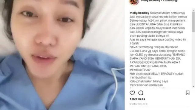 Video tanpa sensor yang disebarkan Melly © instagram.com/melly.bradley