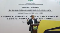 Ketua Umum PP PBSI Agung Firman Sampurna datang khusus untuk bertemu para atlet, pelatih serta staff PP PBSI di Pelatnas Cipayung, Kamis (19/11/2020). (Istimewa)