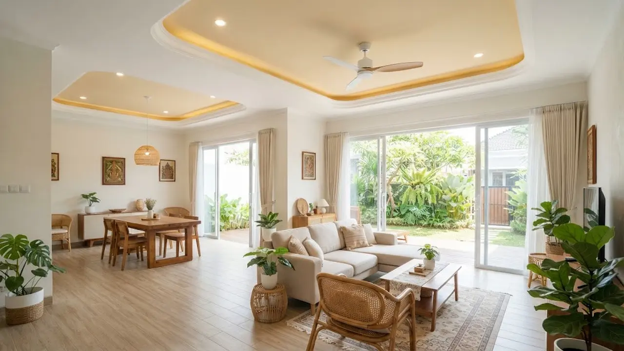 Ide warna plafon selain putih yang tetap membuat ruangan terlihat lapang