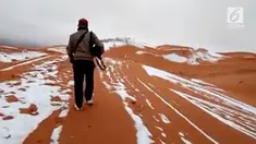 Gurun Sahara ditutupi salju setinggi 40 cm. Ini kali kedua salju turun selama empat dekade terakhir.