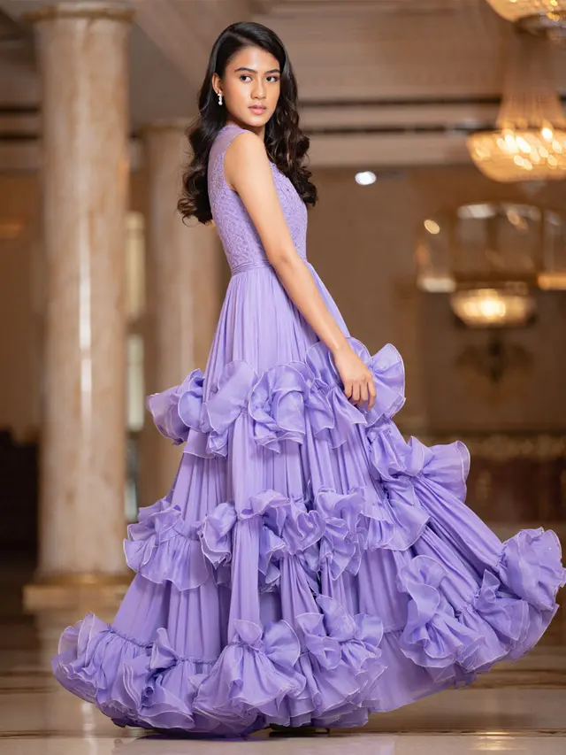 Dress Brokat Kombinasi Tile Import Elegan