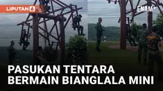 Aksi pasukan tentara bermain bianglala mini menarik perhatian