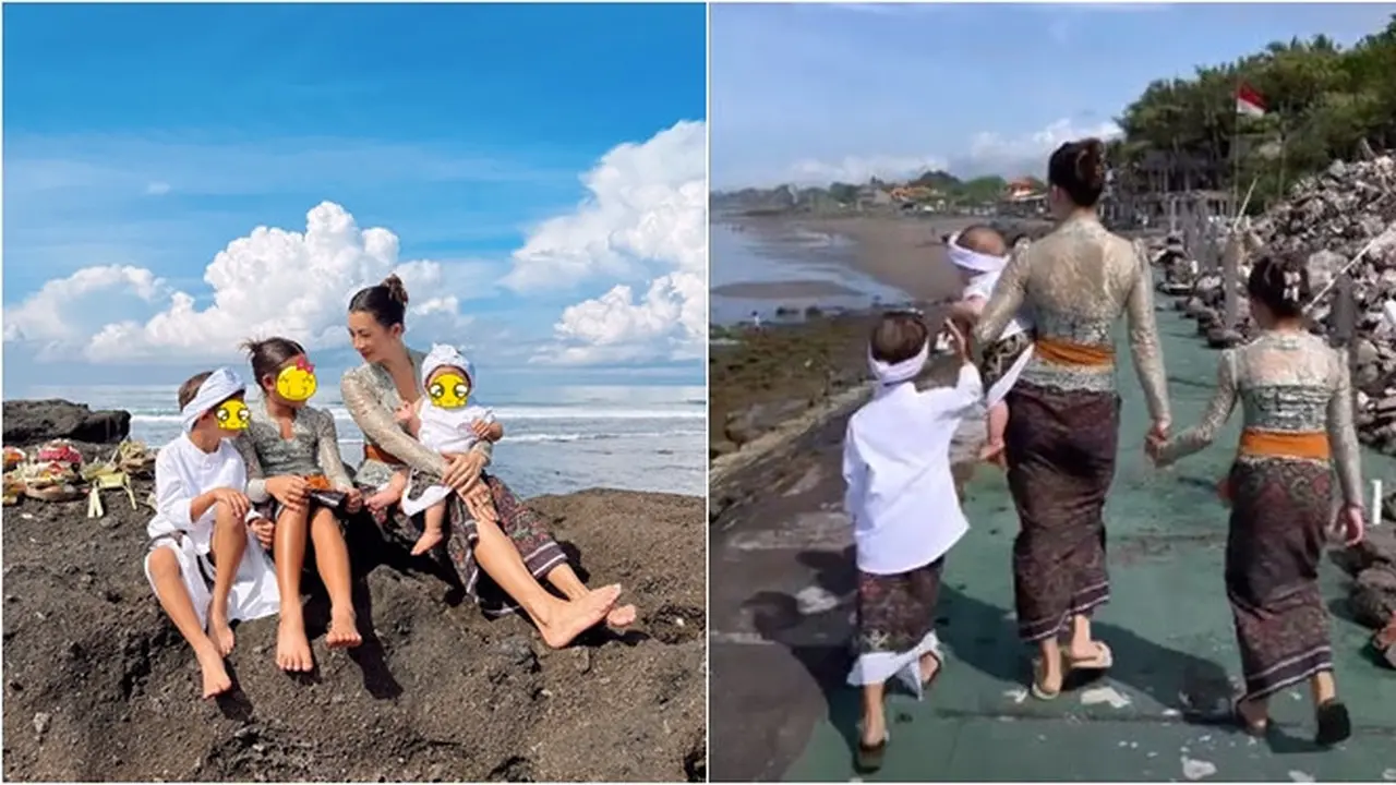 Rayakan Galungan, Ini 6 Momen Jennifer Bachdim dan Anak Pakai Baju Adat Bali