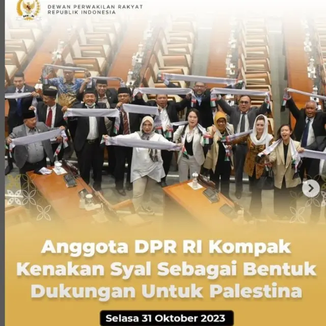 Viral Anggota DPR Kompak Pakai Syal Tanda Dukungan untuk Palestina
