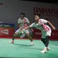 Ganda putra Indonesia&nbsp;Leo Rolly Carnando/Daniel Marthin akan menghadapi seniornya Mohammad Ahsan/Hendra Setiawan pada babak 16 besar Indonesia Masters 2023. (foto: PBSI)