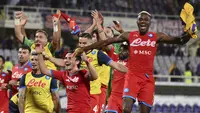 Pekan ketujuh Liga Italia diwarnai dengan keberhasilan tim-tim di 4 besar mendulang tiga poin. Napoli, AC Milan, Inter Milan dan AS Roma masing-masing sukses mengalahkan lawan-lawannya. Napoli masih kokoh memimpin klasemen sementara dengan raihan 21 poin. (LaPresse via AP/Alfredo Falcone)