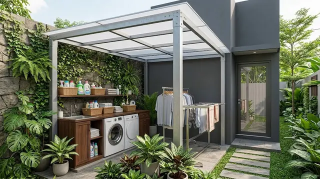 7 Inspirasi Pergola untuk Area Cuci dan Jemur yang Fungsional dan Estetis