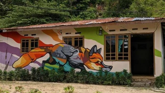 Ada sekitar 20 rumah menjadi tempat wisata karena konsep muralnya dengan dicat warna-warni tiga dimensi di Kelurahan Dembe 1 Kecamatan Kota Barat, Kota Gorontalo. (Dok. Kementerian PUPR)