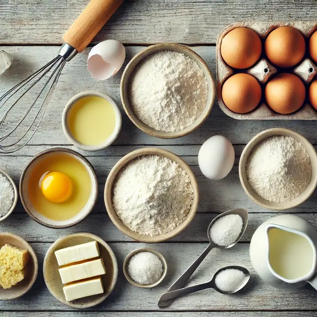 illustrasi bahan-bahan kue bulan sabit