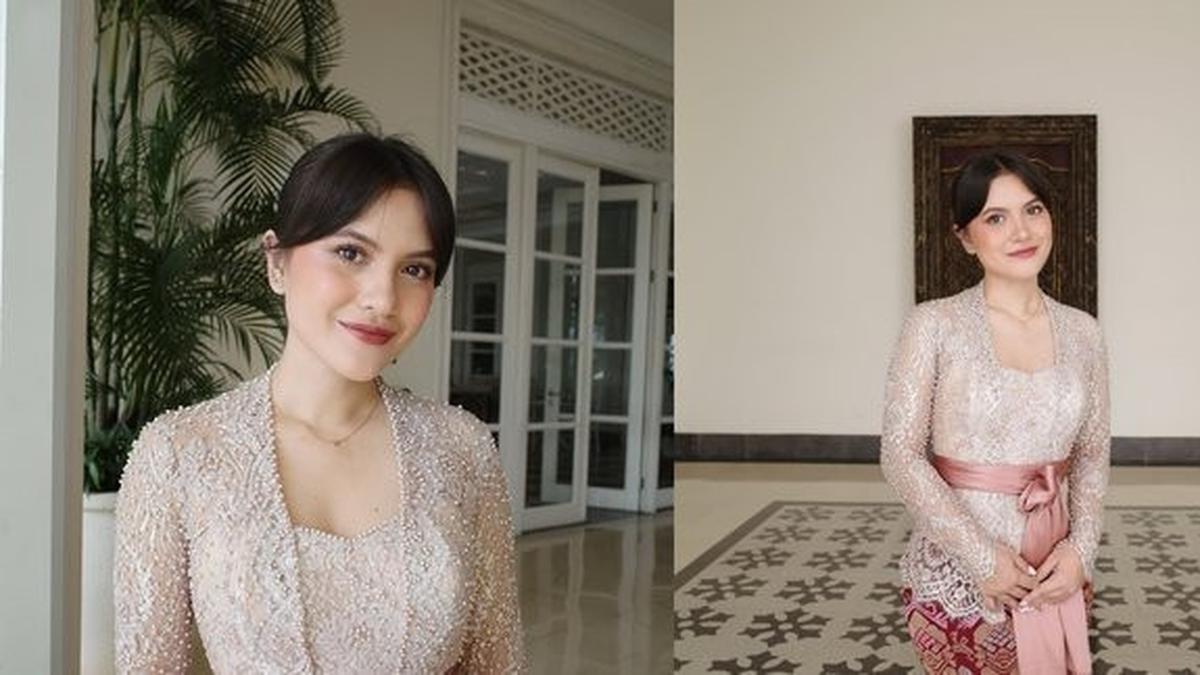 Potret Marsha Aruan yang Tampil Menawan dengan Kebaya Brokat kutu baru, mencerminkan keindahan khas Indonesia.