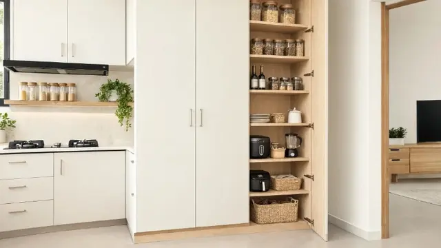 Model Dapur dengan Pantry Tersembunyi (AI Generated)