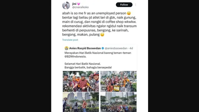 Anies Baswedah mengunggah foto di akun sosial media (sosmed) Instagram miliknya @aniesbaswedan.