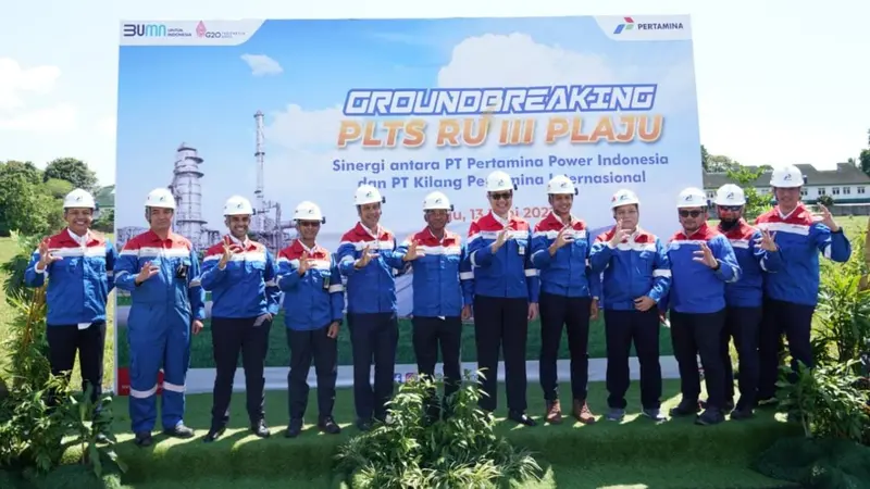 Pertamina melakukan groundbreaking proyek pengembangan pembangkit listrik tenaga Surya (PLTS) di Kilang Plaju