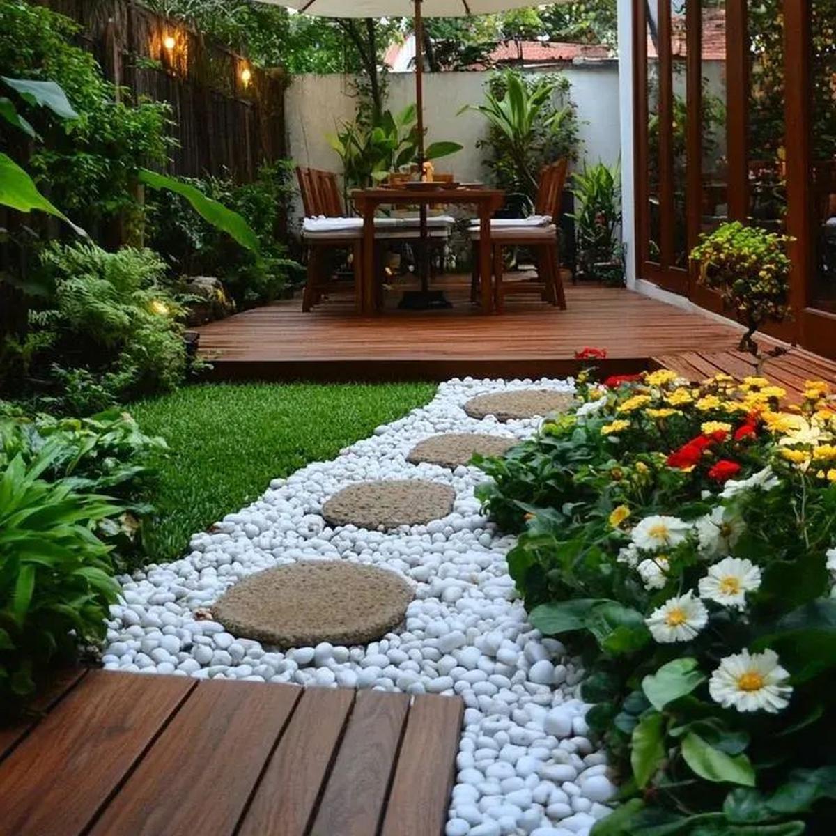 Ilustrasi Taman Depan Rumah Minimalis tanpa Pagar (©Pinterest)
