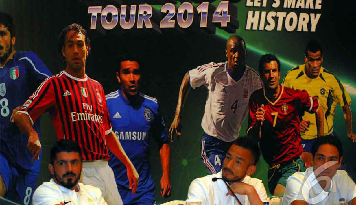 Para legenda ini akan berlaga menghadapi Indonesia All Star dalam pertandingan uji coba di Stadion Utama Gelora Bung Karno, Jakarta, Sabtu (7/6/2014) malam WIB. (Liputan6.com/Miftahul Hayat).