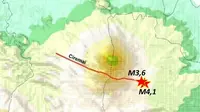 Gempa darat beruntun mengguncang Kabupaten Kuningan dalam beberapa hari belakangan ini. (Liputan6.com/ Dok BMKG)