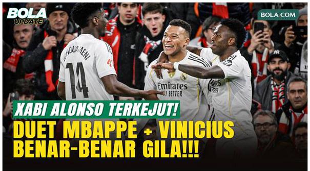 Kylian Mbappe tampil sensasional saat Real Madrid menang 3-0 atas Athletic Bilbao di San Mames. Xabi Alonso menjelaskan mengapa ia memuji performa Mbappe sekaligus menyoroti kerja sama sang bintang dengan Vinicius Junior.