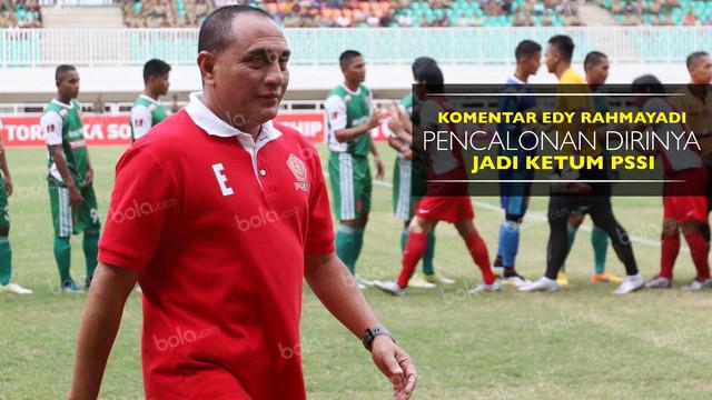 Video komentar Edy Rahmayadi tentang pencalonan dirinya jadi ketum PSSI periode 2016-2020.