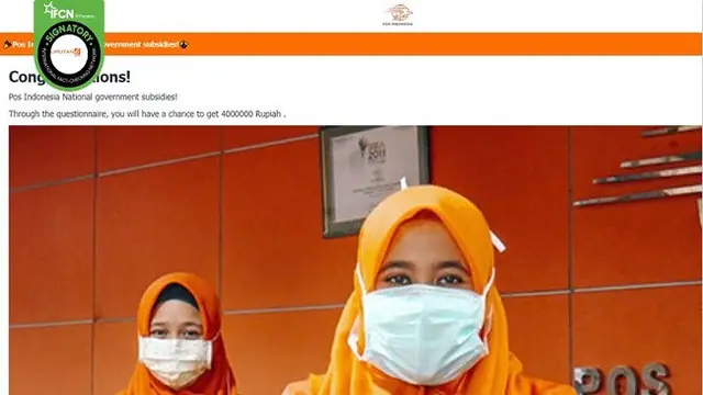 Gambar Tangkapan Layar Informasi Hoaks PT Pos Indonesia Bagikan Subsidi Rp 4 Juta.