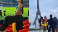 influencer Brasil di menara Eiffel membuat marah publik karena memakai bikini. (Dok: Instagram @gabily)
