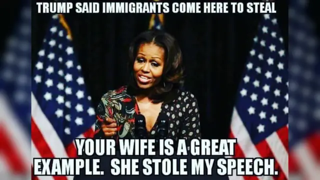 Meme yang menyindir plagiarisme Melania Trump