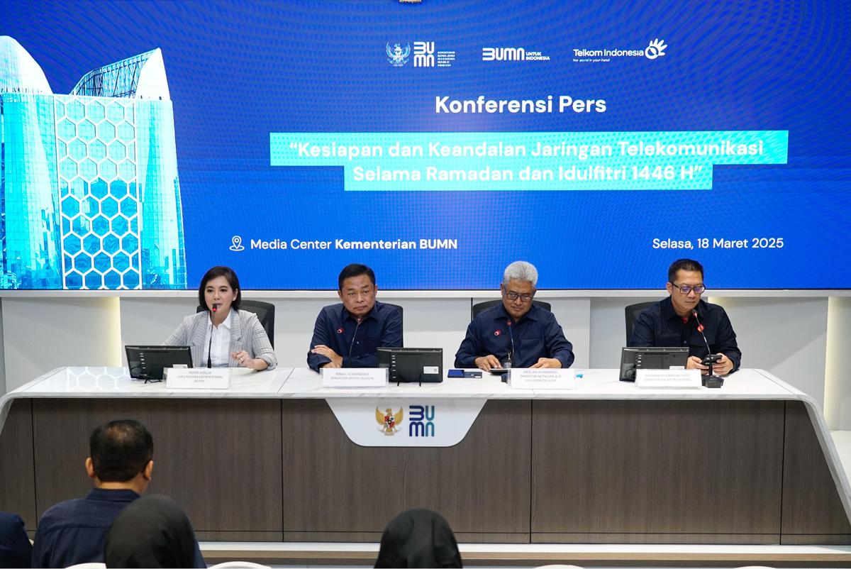 Konferensi Pers Kesiapan TelkomGroup dalam rangka Ramadan dan Idulfitri (RAFI) 2025/1446H di Kementerian BUMN RI