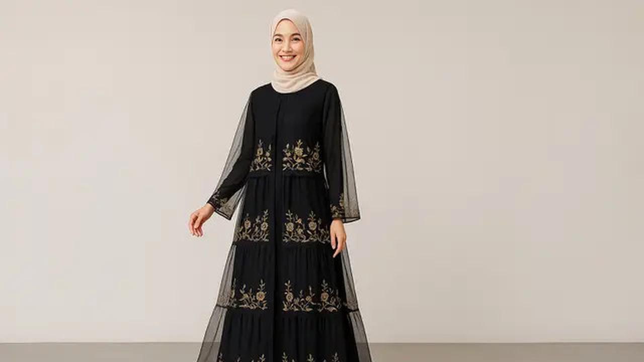 9 Model Gamis Hitam Kombinasi Bordir, Tampil Stylish dan Elegan Tanpa Kaku