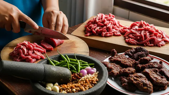 Resep Dendeng Cabe Ijo Ala Padang dari Daging Kurban/Gemini AI