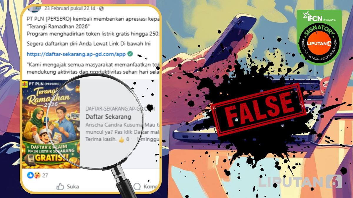 Cek Fakta: Tidak Benar Link Pendaftaran Token Listrik Gratis dari PLN Program Terangi Ramadan 2026