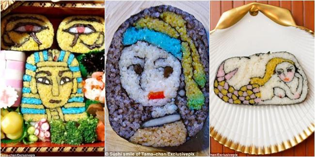 Takayo Berhasil Menciptakan Sushi Berpola Wajah (c)dailymail.co.uk