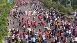 Maskot Piala Dunia 2022, La'eeb ikut memeriahkan saat acara CFD (Car Free Day) di Bekasi, Sabtu (20/11/2022). (Dok. SCM)