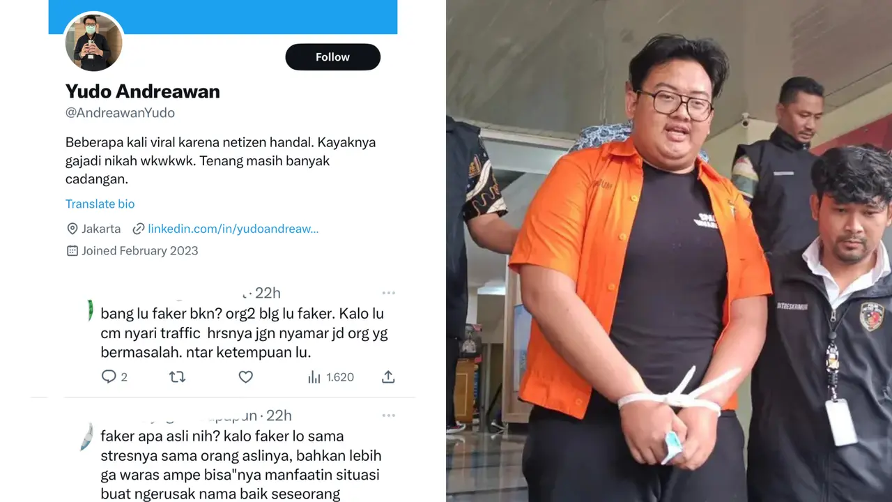 Ditangkap Polisi, Akun Twitter Yudo Andreawan Tak Lagi Buat Cuitan. Banyak Warganet Sebut Akunnya Fake.