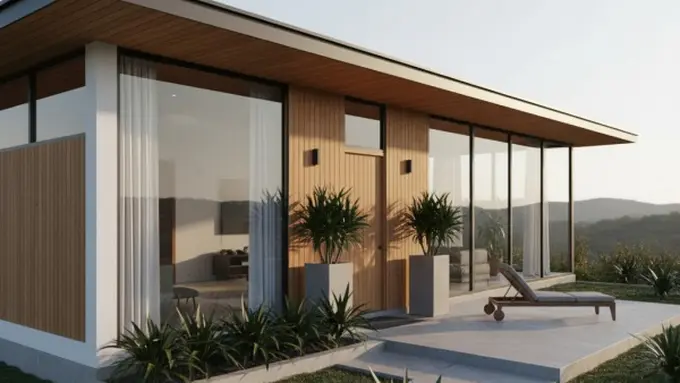 Ilustrasi Model Rumah Kecil Tapi Luas dengan Tanaman Daun Panjang di Sudut Rumah/Gemini AI