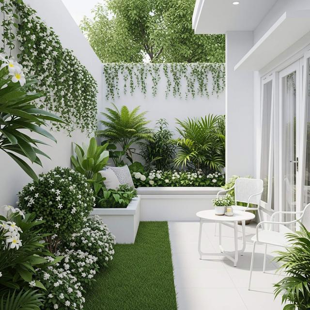 Desain Rumah Kecil Tropis dengan Taman Belakang