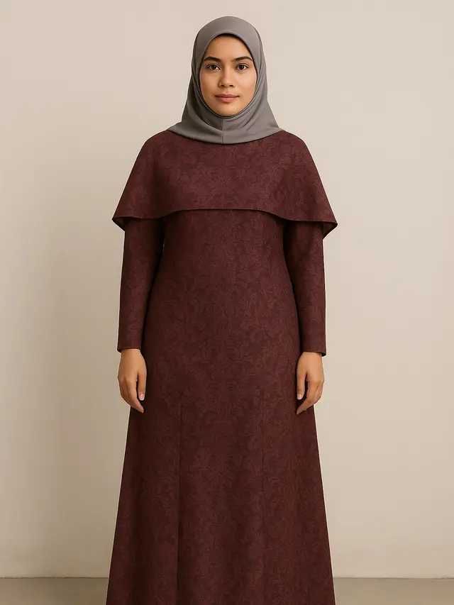 Model Gamis Brokat Warna Burgundy (Foto: ChatGPT)