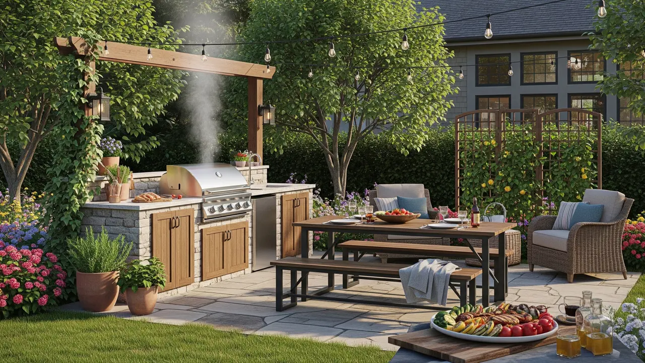 Membuat Area BBQ Menyatu dengan Kebun (AI Generated)