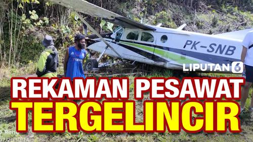 VIDEO: Detik-Detik Pesawat Tergelincir Terekam Kamera Warga di Jayapura