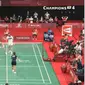 Aksi Hary Susanto/Leani Ratri di final badminton ganda campuran lawan Prancis di Paralimpiade Tokyo (screenshot vidio)